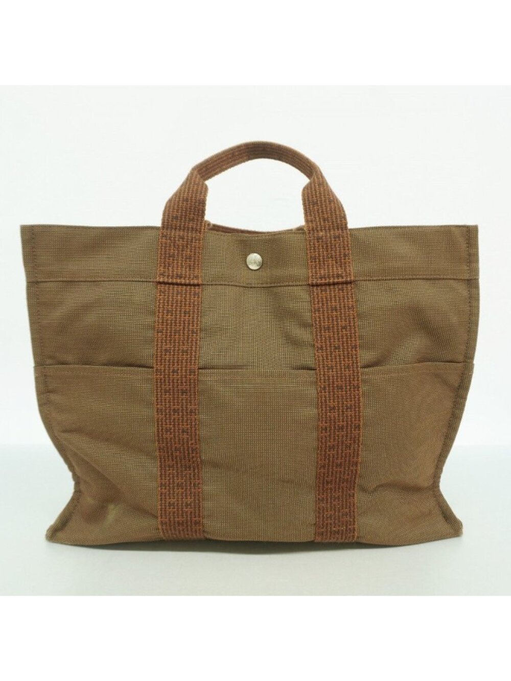 ★SOLD★ Hermes Tote Her Line Canvas Brown Silver - Picture 10 of 10